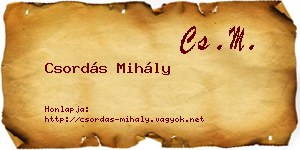 Csordás Mihály névjegykártya
